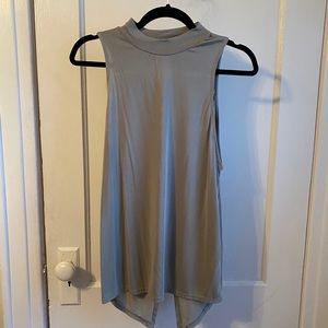 Light sage tank top with slit in back